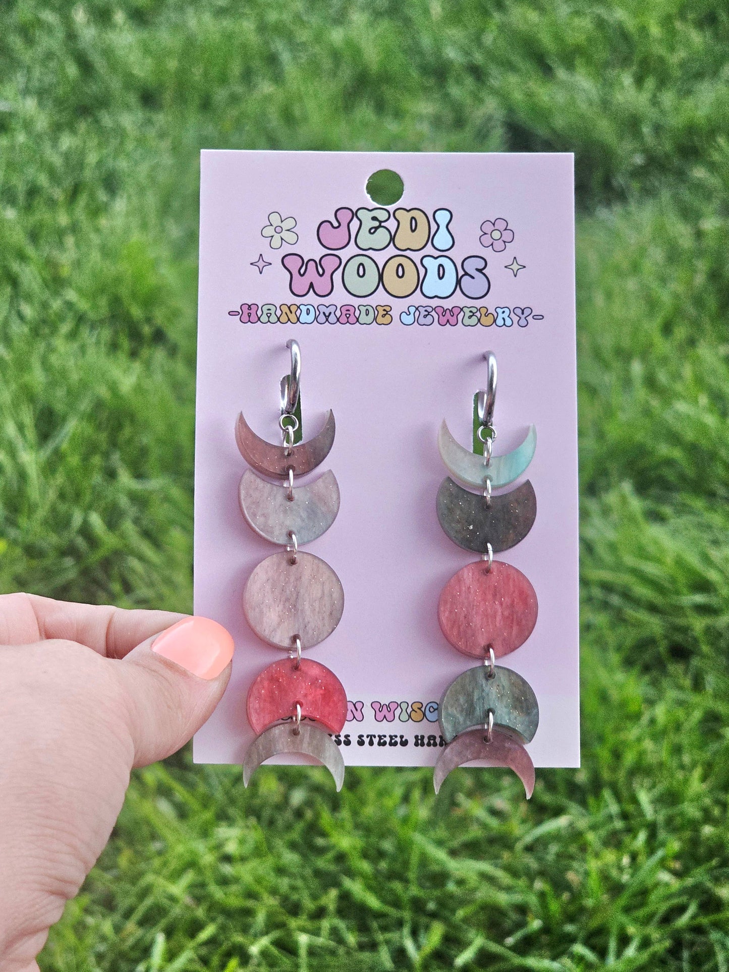 Blood Moon - Moon Phase Earrings - Gauge Friendly Hardware