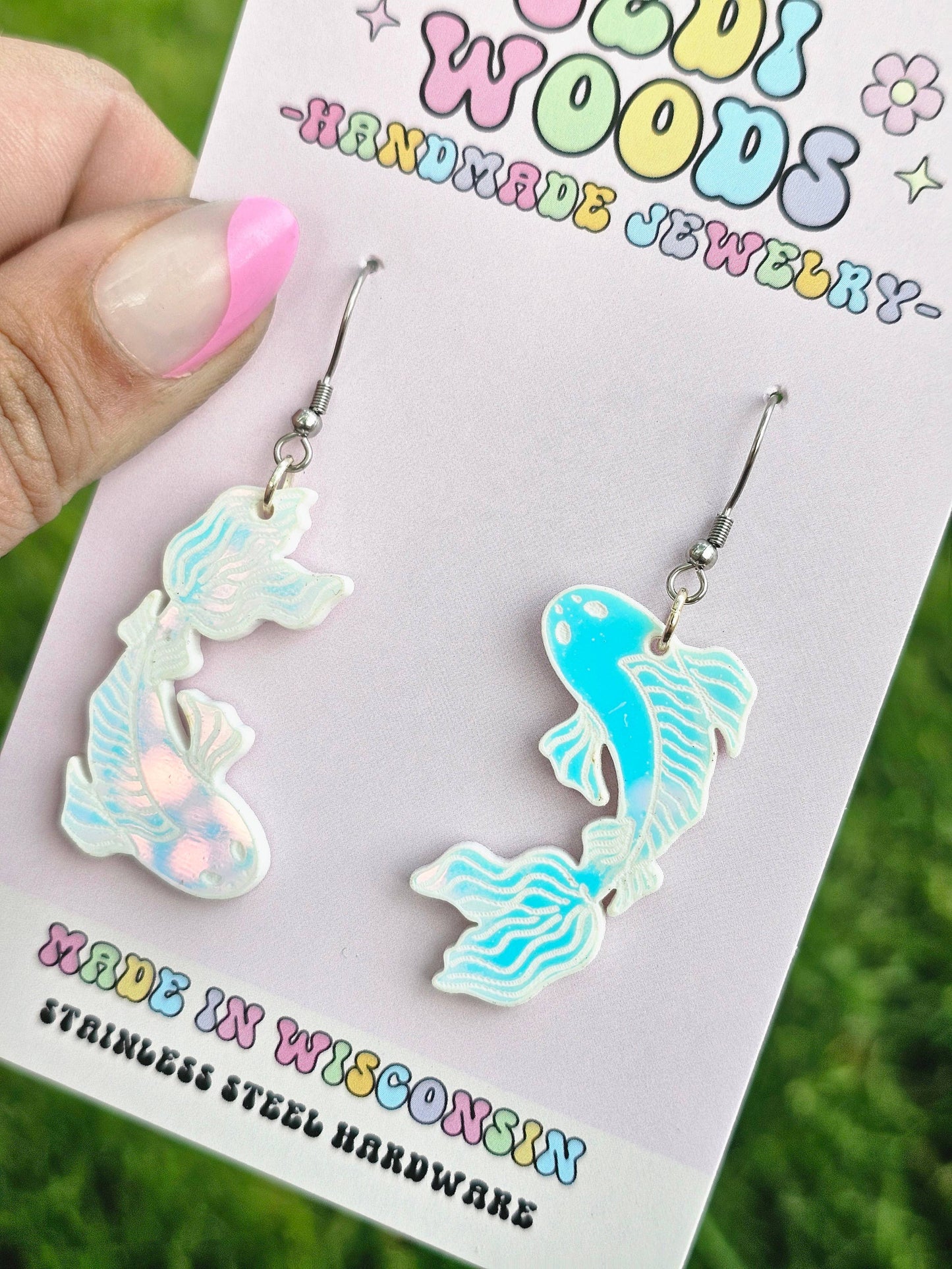 Color Changing Iridescent Koi Fish Earrings