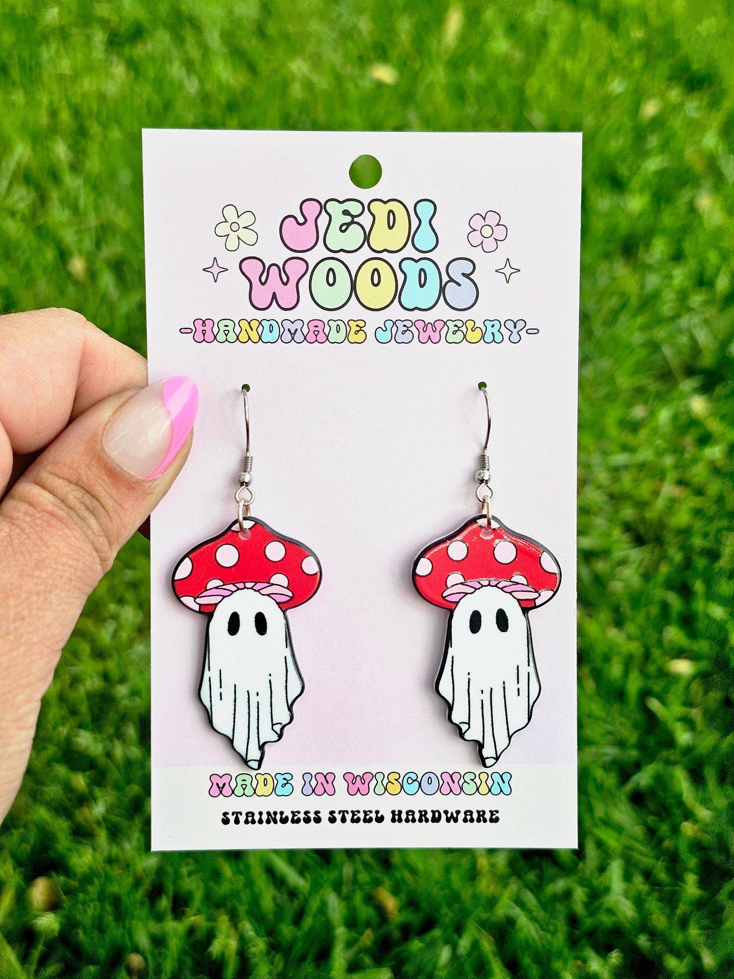 Acrylic Mushroom Ghost Earrings