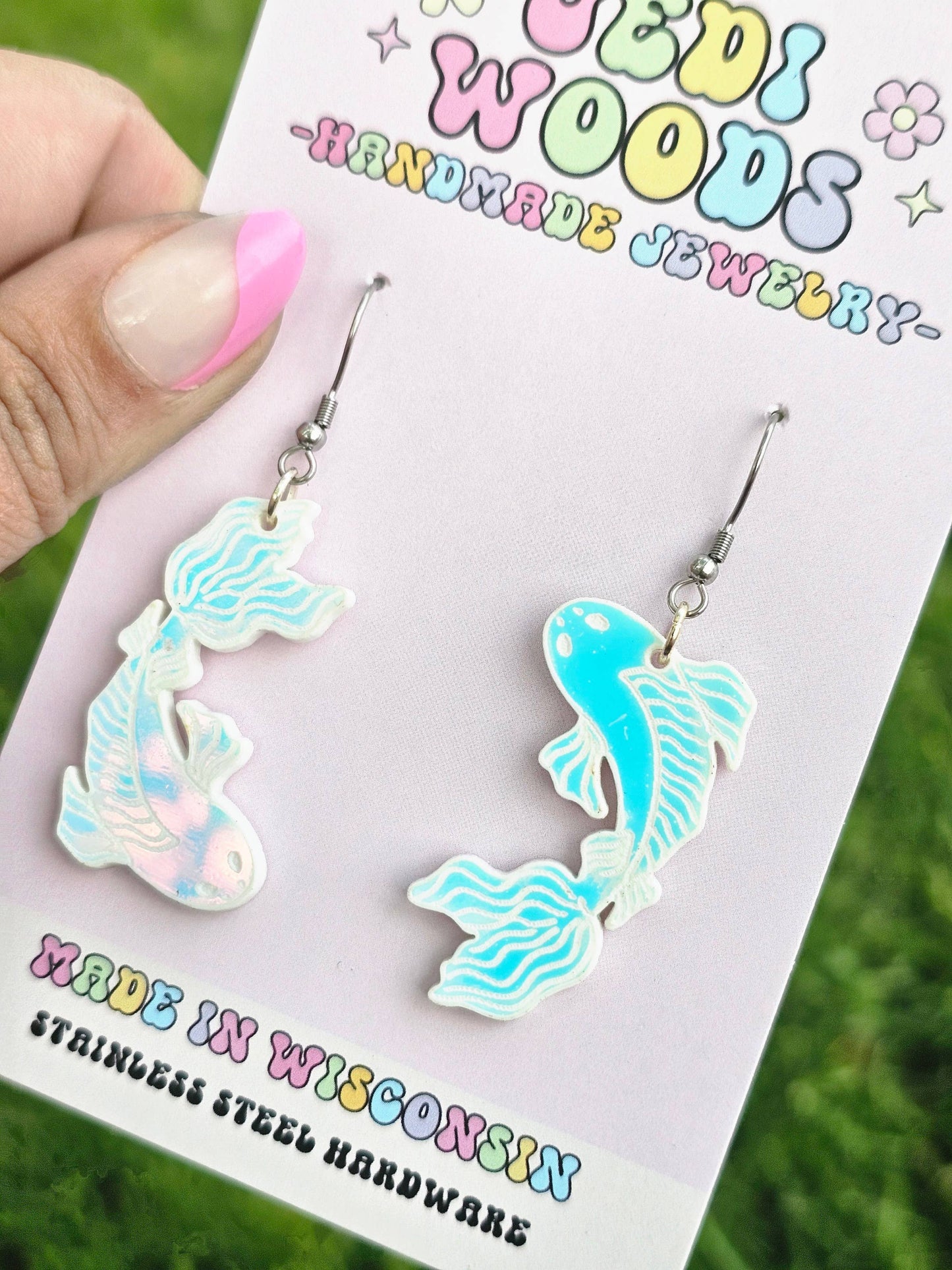 Color Changing Iridescent Koi Fish Earrings