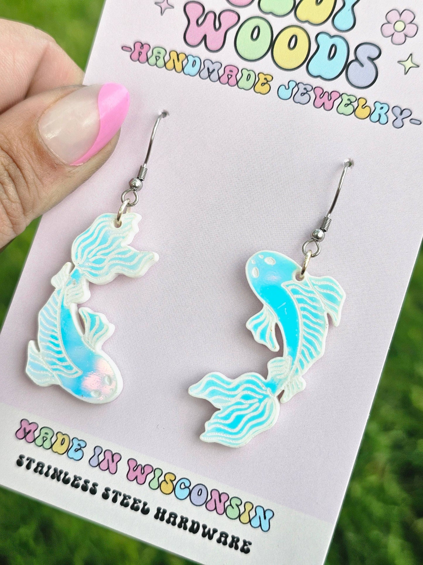 Color Changing Iridescent Koi Fish Earrings