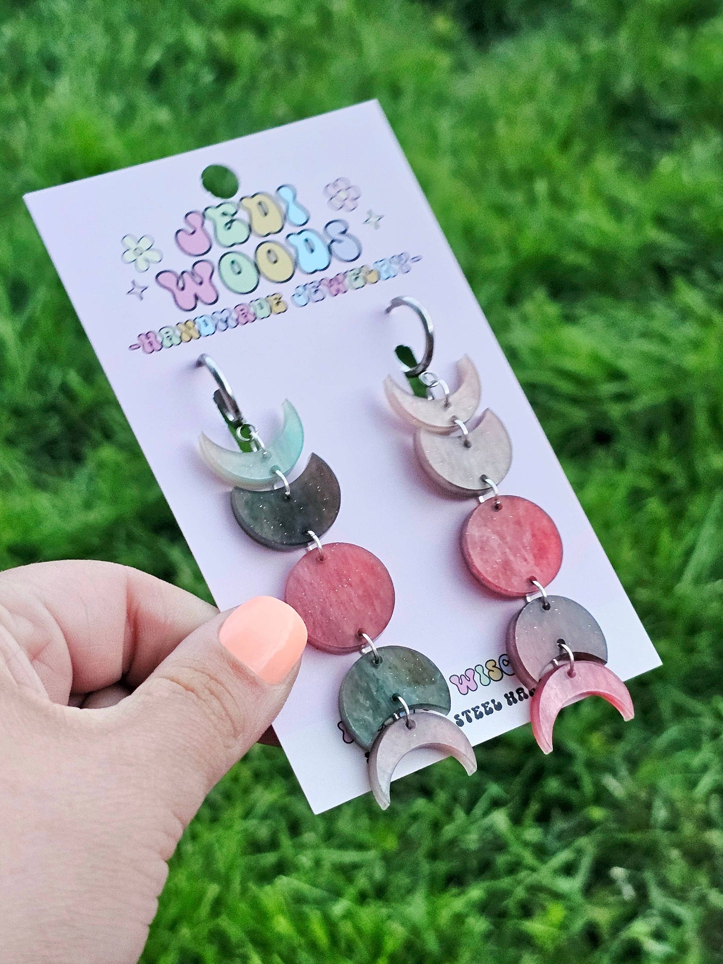 Blood Moon - Moon Phase Earrings - Gauge Friendly Hardware