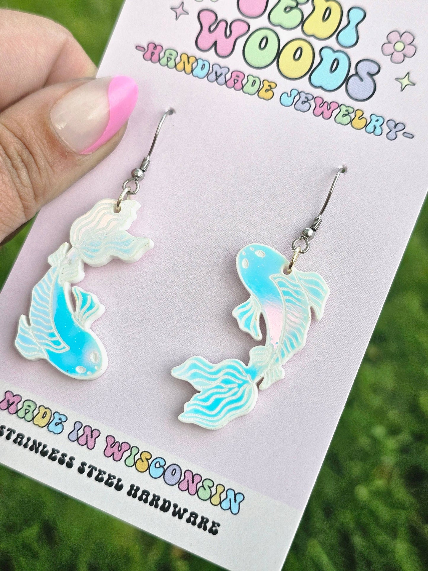 Color Changing Iridescent Koi Fish Earrings