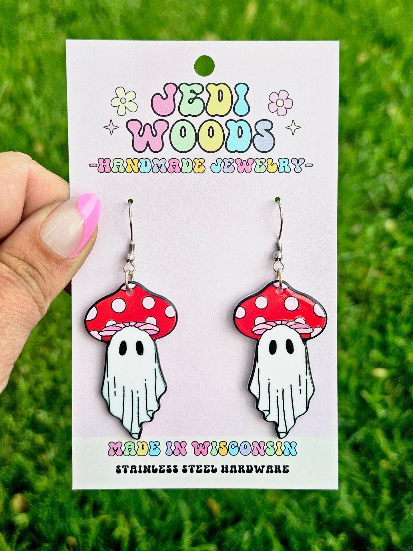 Acrylic Mushroom Ghost Earrings