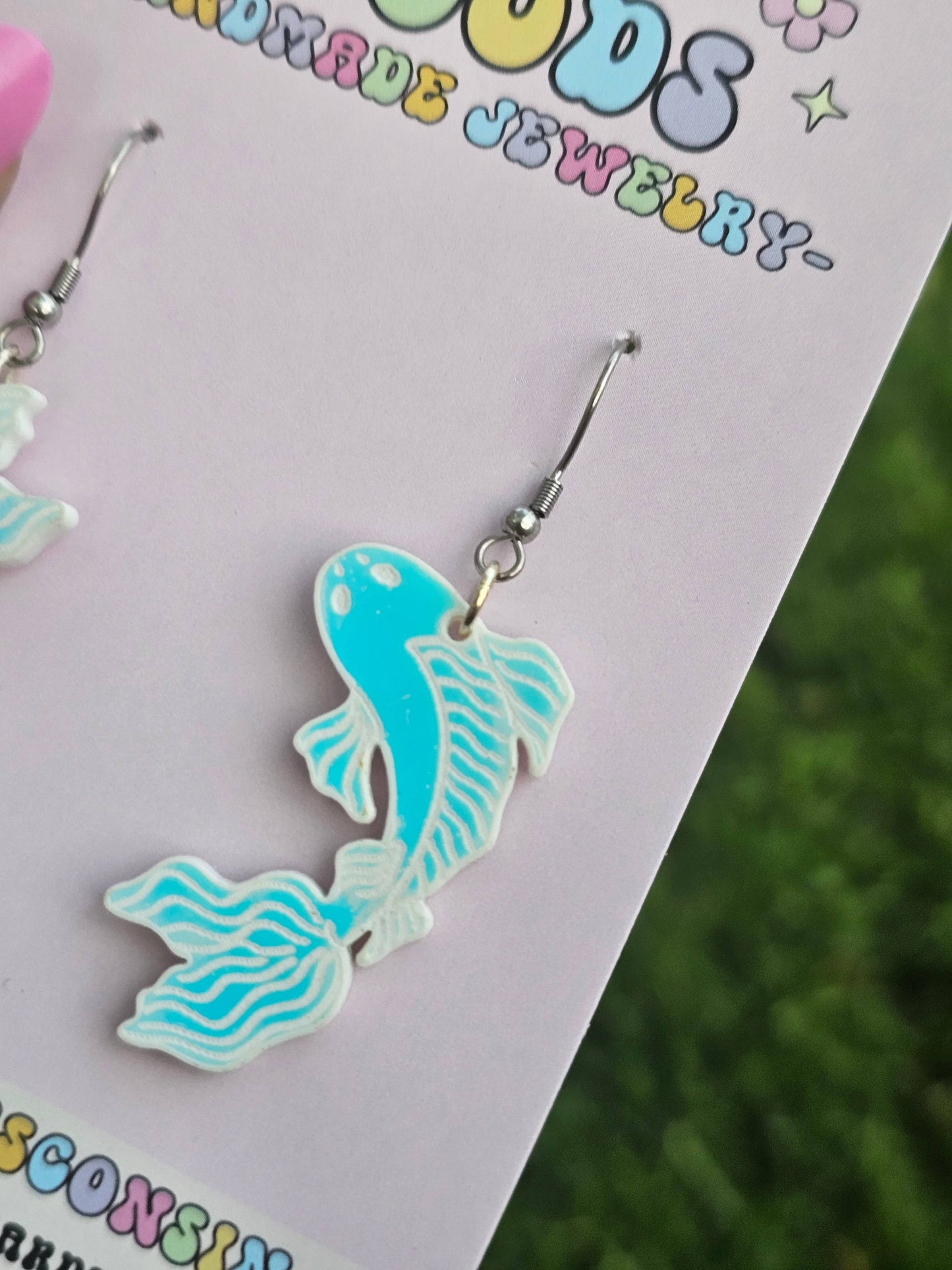 Color Changing Iridescent Koi Fish Earrings