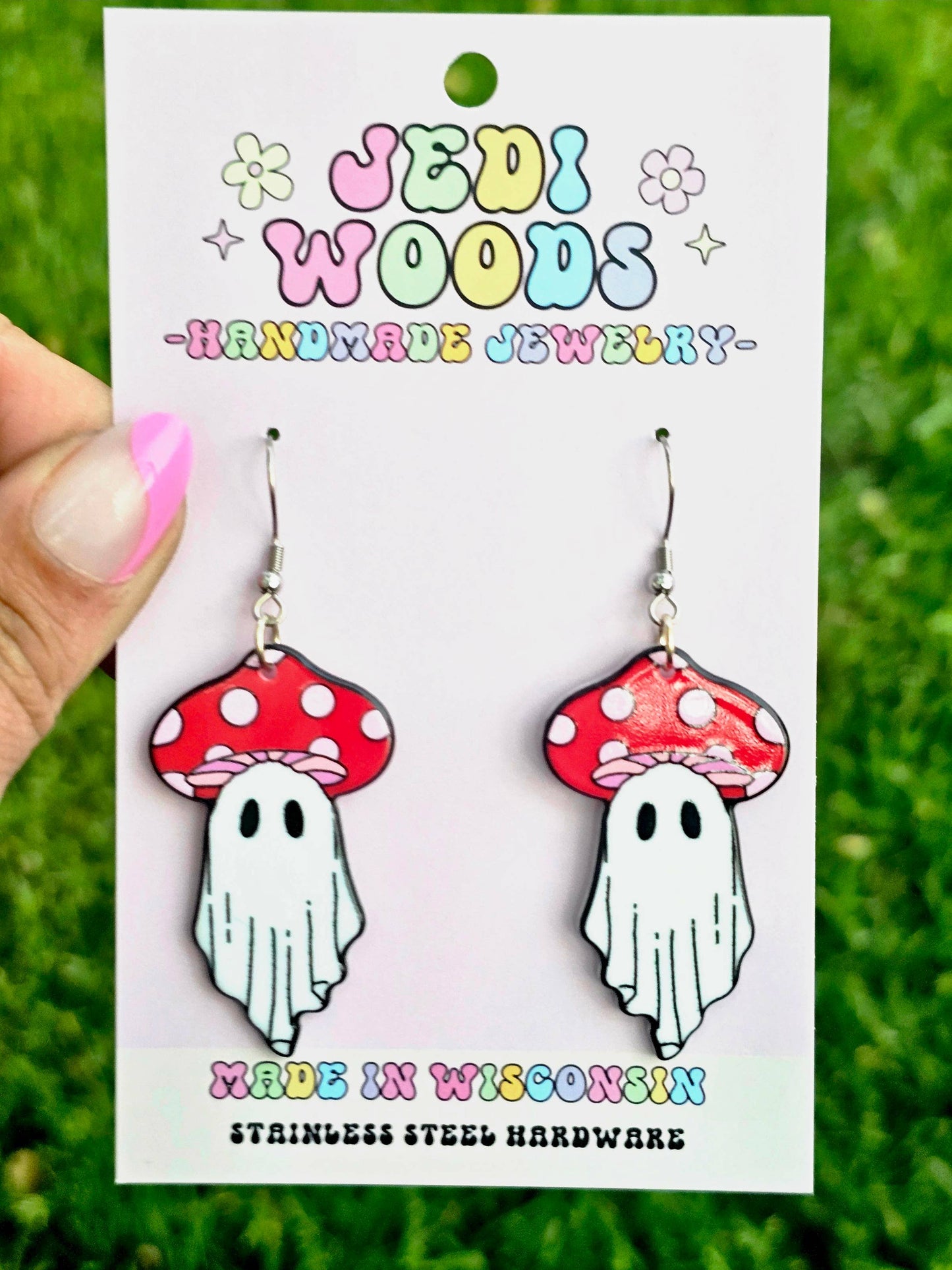 Acrylic Mushroom Ghost Earrings
