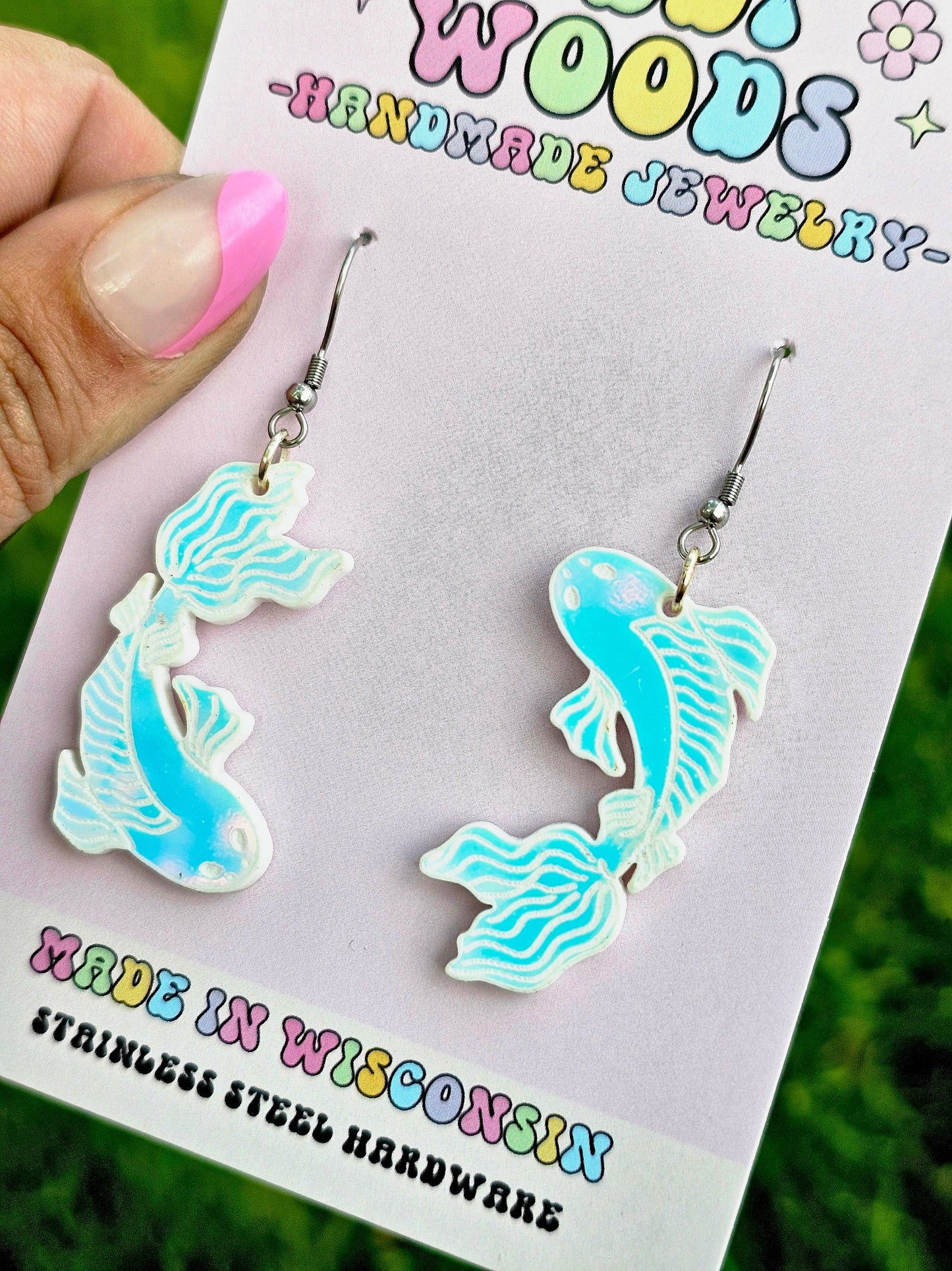 Color Changing Iridescent Koi Fish Earrings